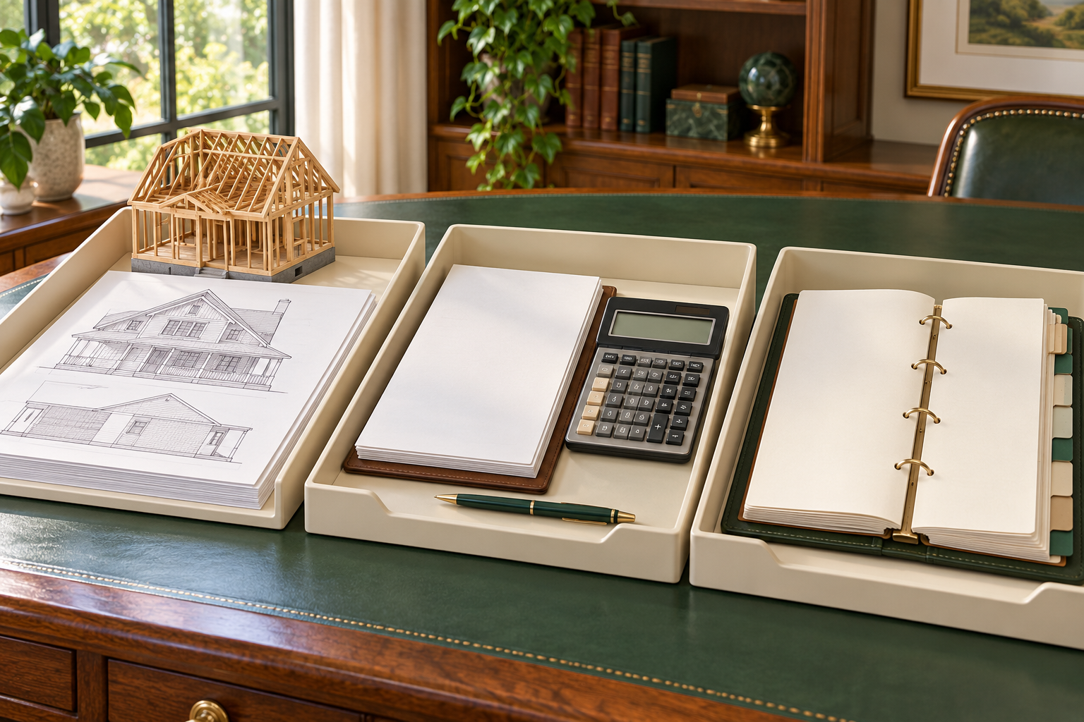 A notice, a bill and an account record have different jobs. Separated document trays help keep the questions apart: what was assessed, what was charged and what the current account records. The pictured paper and calculator contain no usable account information.